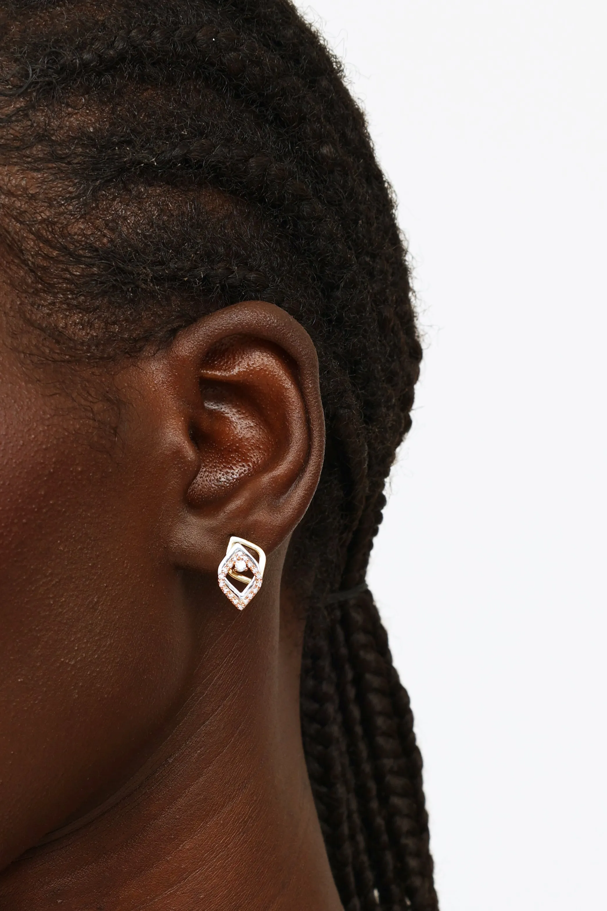 10K Yellow, White & Rose Gold Diamond Drop Earrings