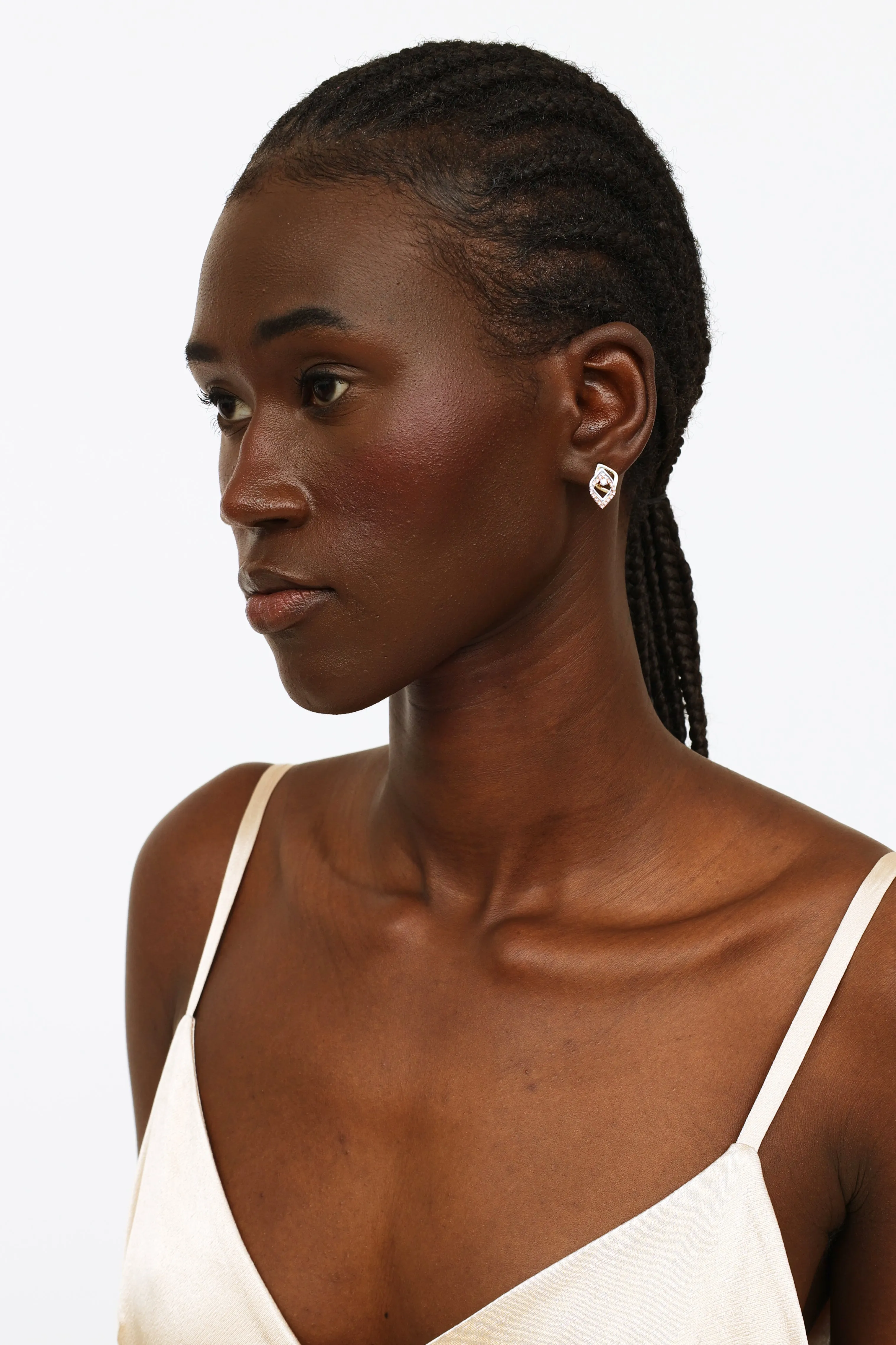 10K Yellow, White & Rose Gold Diamond Drop Earrings