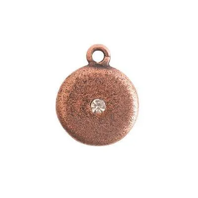 16x13mm Copper Plated Pewter Small Disk Crystal Circle Metal Charm by Nunn Design