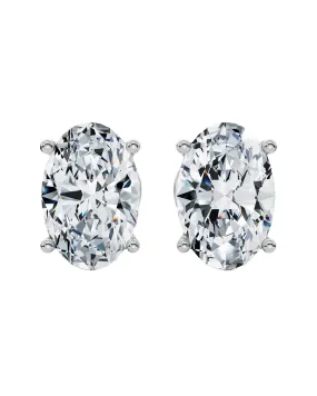2 Carat Oval Diamond Studs White Gold