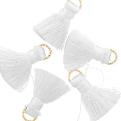 20mm Winter White Fabric Tassel (5 Pieces)