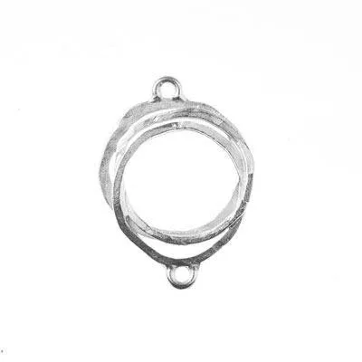 30x22mm Antique Silver Organic Textured Round Connector
