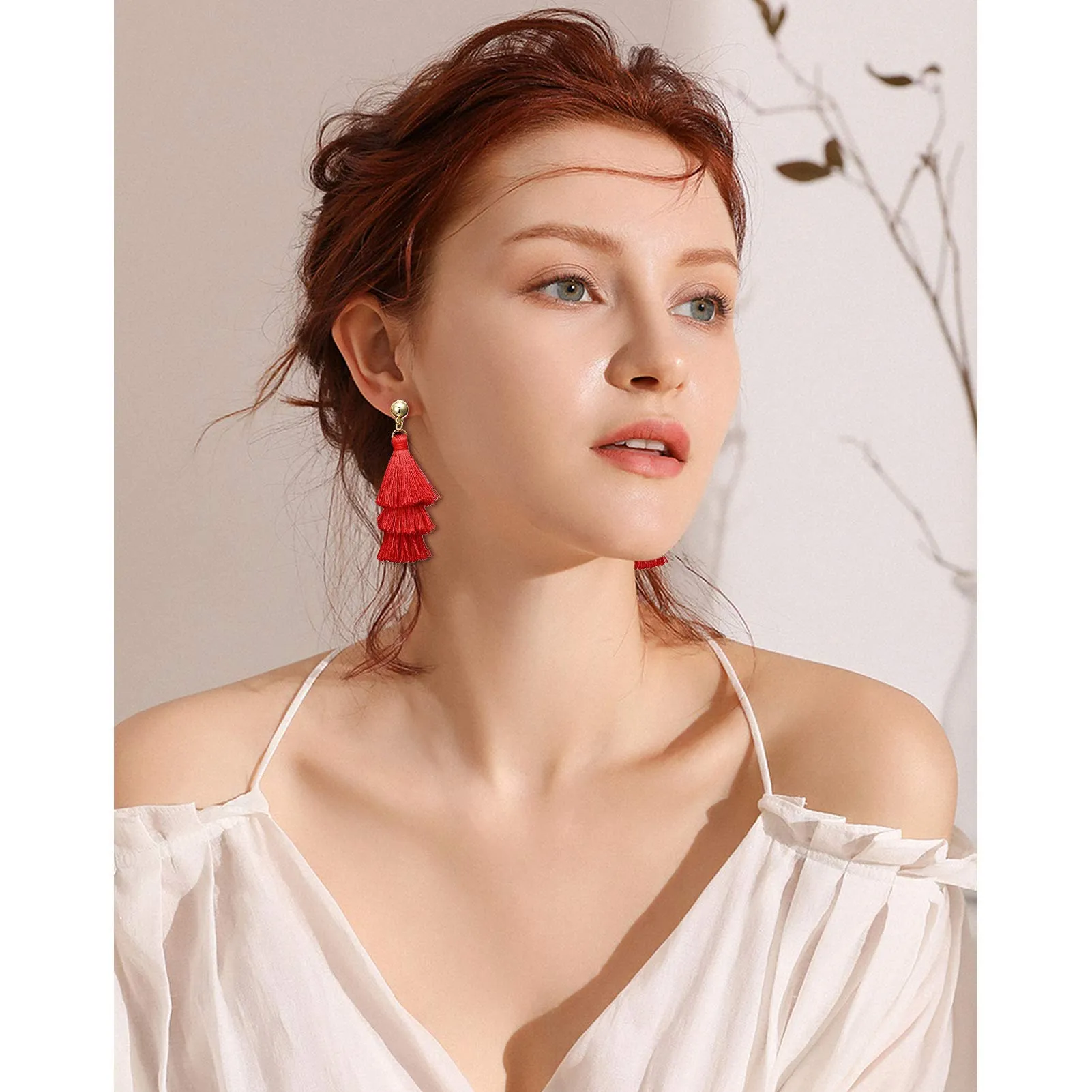 47 Pairs Fashion Earrings for Women Girls, Boho Statement Tassel Rattan Leather Earrings Ethnic Fashion Butterfly Stud Acrylic Hoop Silver Drop Dangle Earrings Set for Birthday Everyday Jewelry Gift STYLE 1