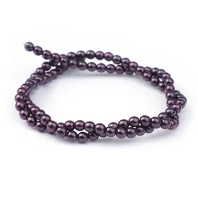 4mm Plum Pearl Coated Czech Glass Pearls Strand