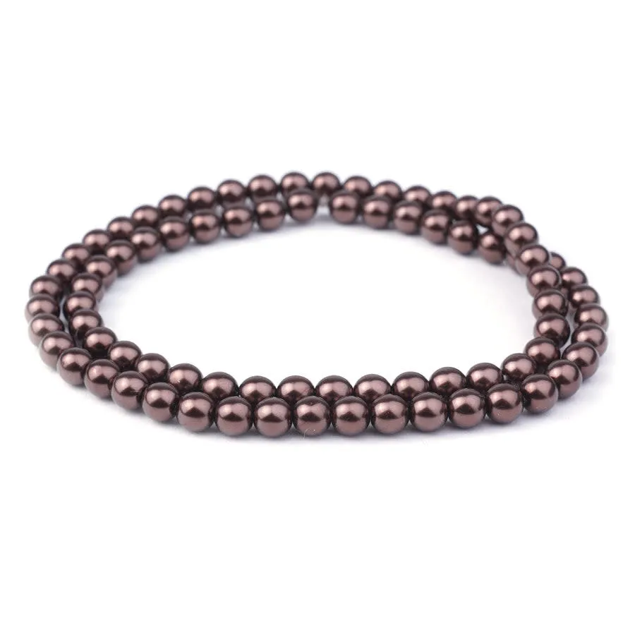6mm Chocolate Pearl Coated Czech Glass Pearls Strand