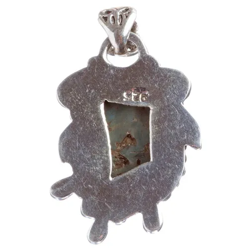 925 Sterling Silver Natural Gemstones Larimar Pendant FJSVP2077