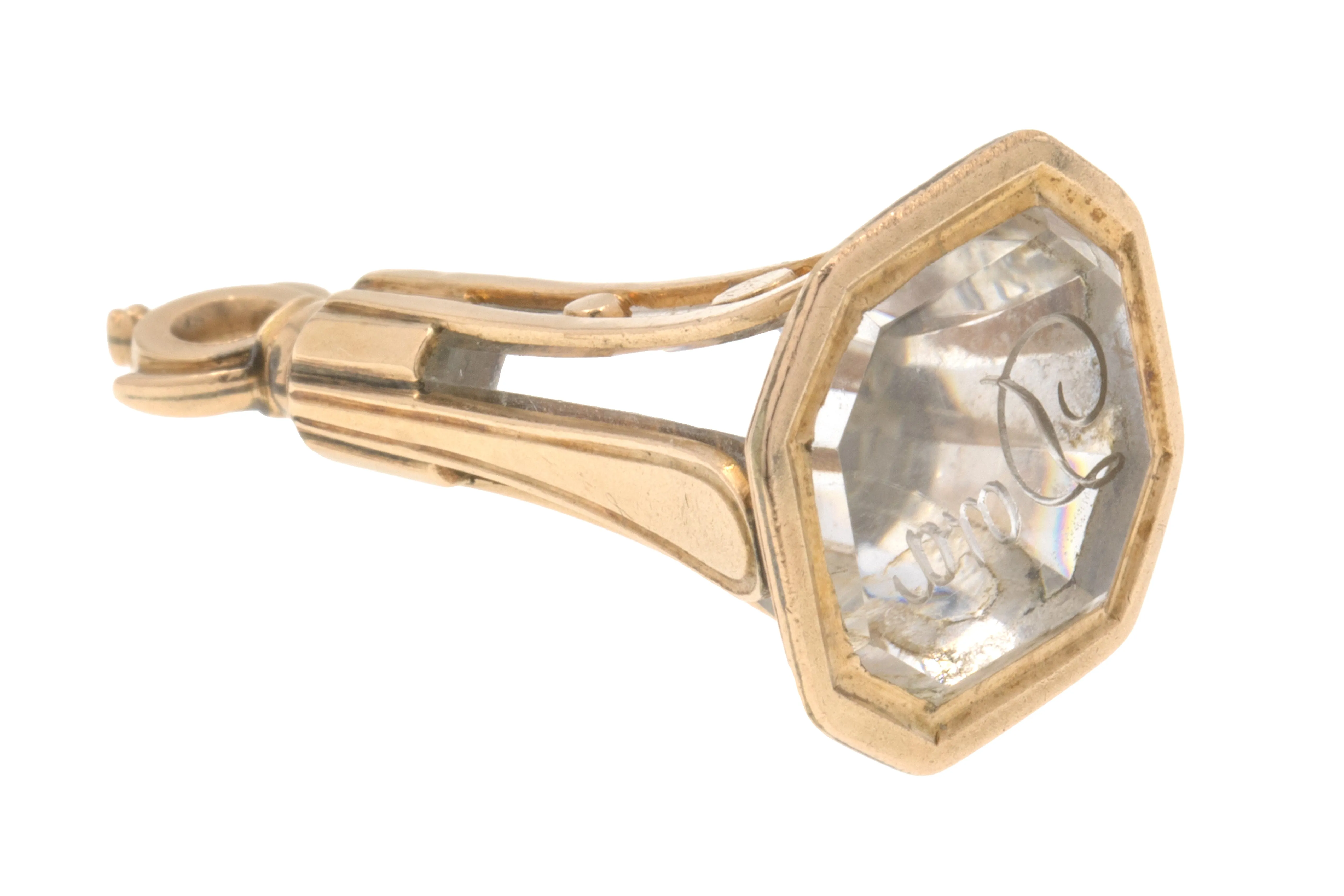 9ct Gold Rock Crystal Seal Pendant, 'Dora' Intaglio