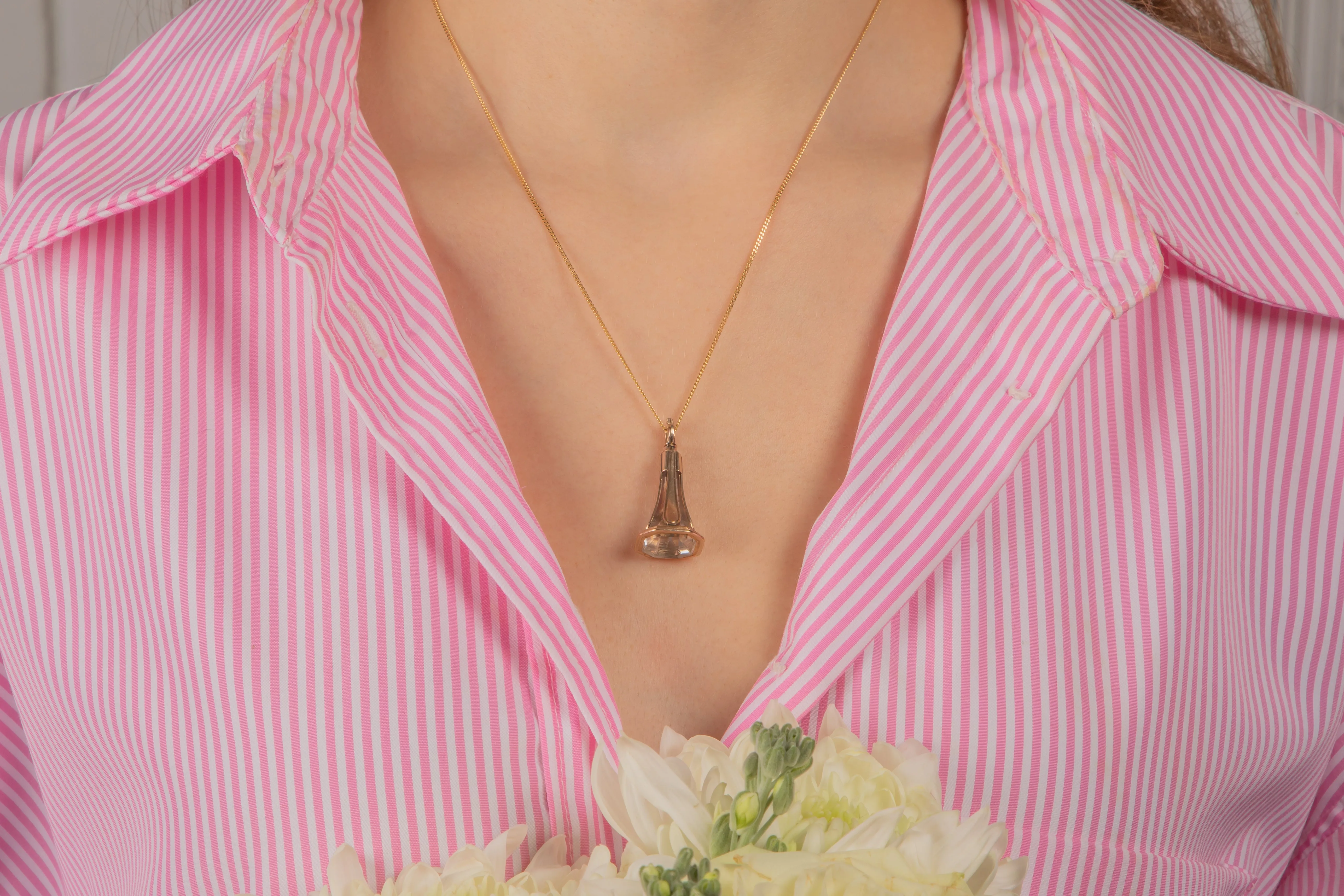 9ct Gold Rock Crystal Seal Pendant, 'Dora' Intaglio