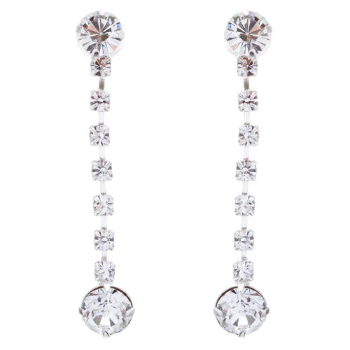Bridal Wedding Jewelry Set Crystal Rhinestone Dazzle Drops Necklace Silver Clear