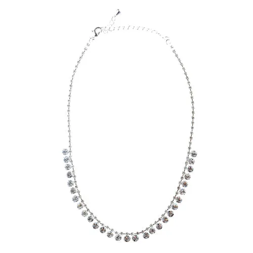 Bridal Wedding Jewelry Set Crystal Rhinestone Dazzle Drops Necklace Silver Clear