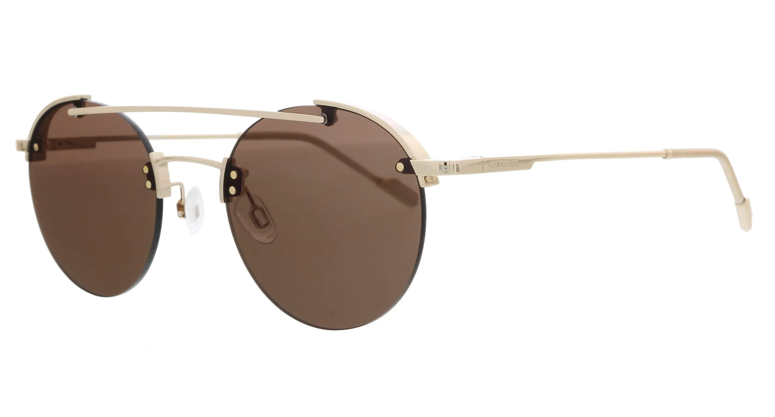 Calvin Klein CK20133S 45058 Shiny Gold Round Sunglasses