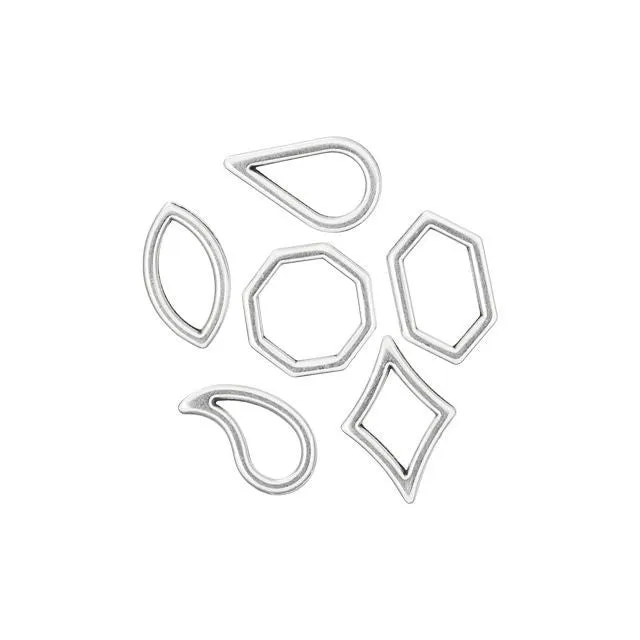 Charm, Geometric Shapes Set, Antiqued Silver Plated (6 Piece Set)