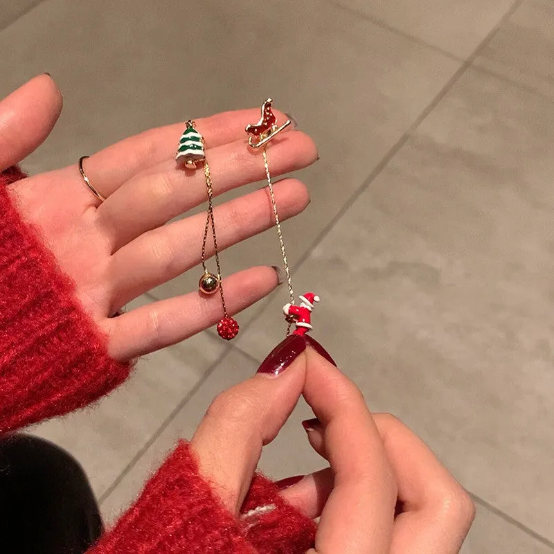 Christmas Tree and Santa Tassel Earrings - Celebrate in Style!