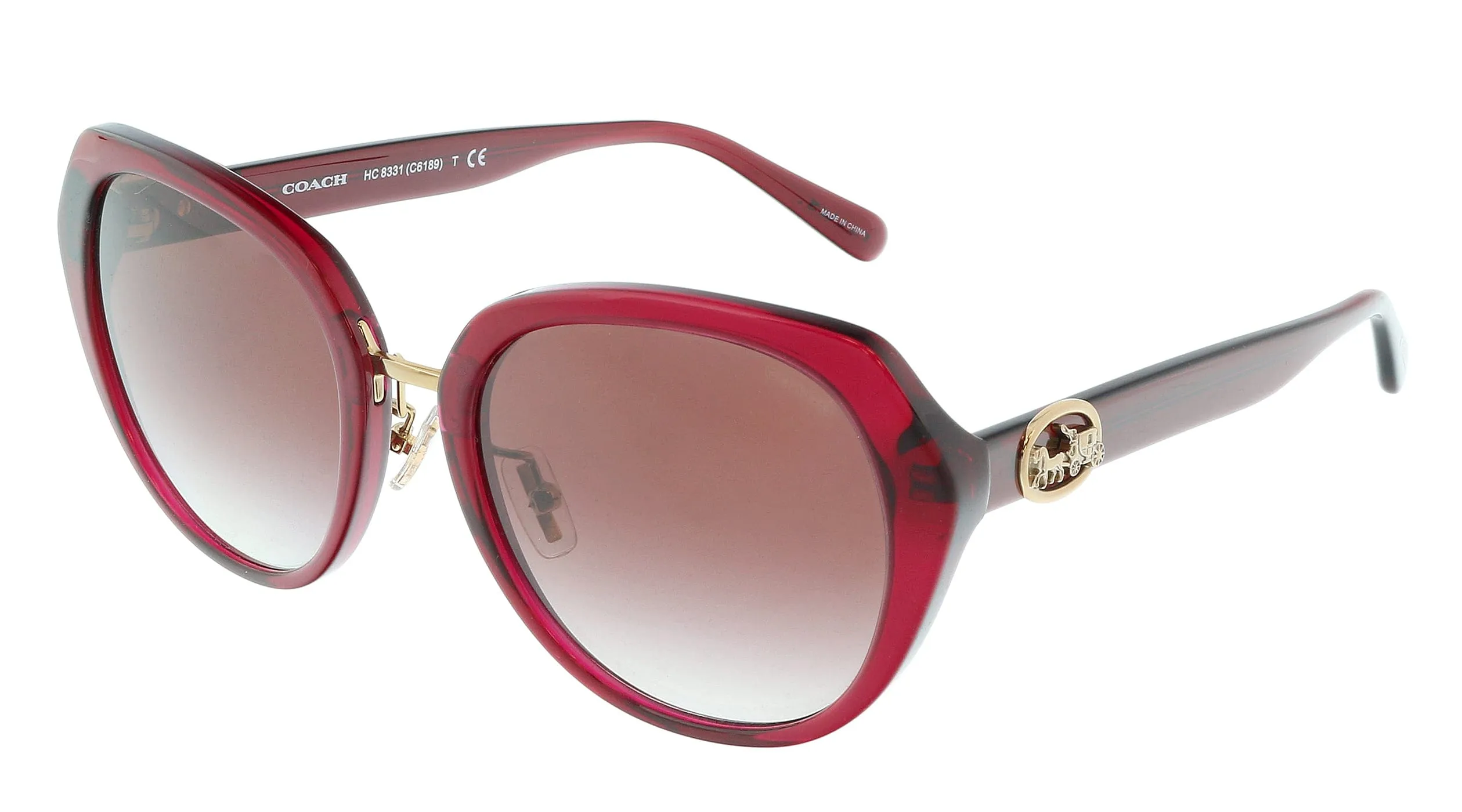 Coach 0HC8331 5662G9 Transparent Amber Geometric Full Rim Sunglasses
