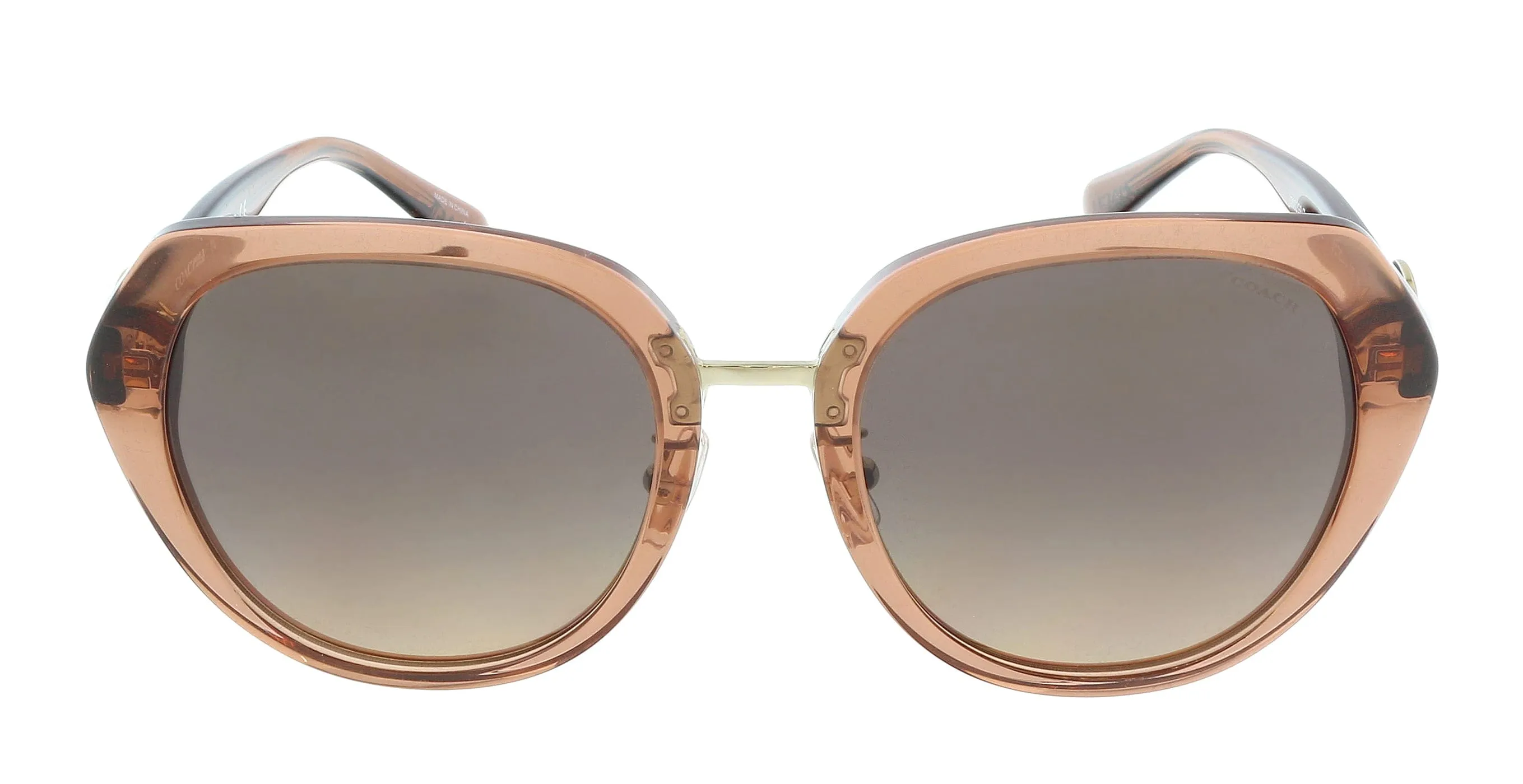 Coach 0HC8331 5662G9 Transparent Amber Geometric Full Rim Sunglasses