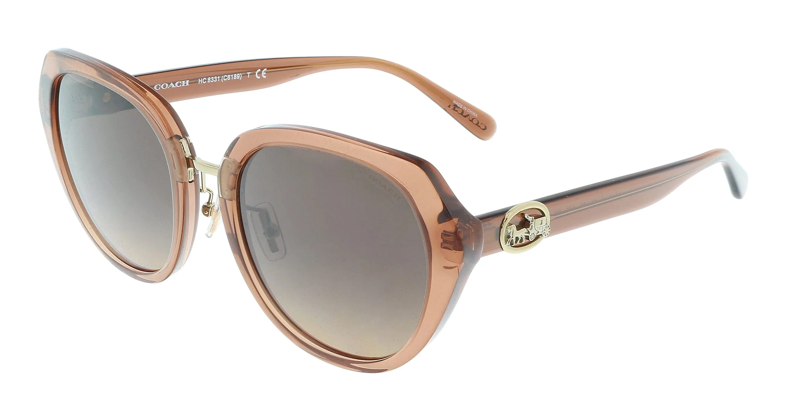 Coach 0HC8331 5662G9 Transparent Amber Geometric Full Rim Sunglasses