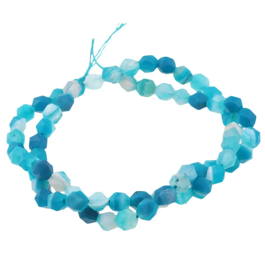 Dakota Stones 6mm Matte Blue Sardonyx Star Cut Round Bead Strand