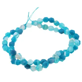 Dakota Stones 6mm Matte Blue Sardonyx Star Cut Round Bead Strand