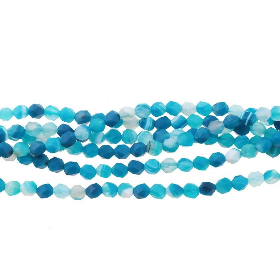 Dakota Stones 6mm Matte Blue Sardonyx Star Cut Round Bead Strand