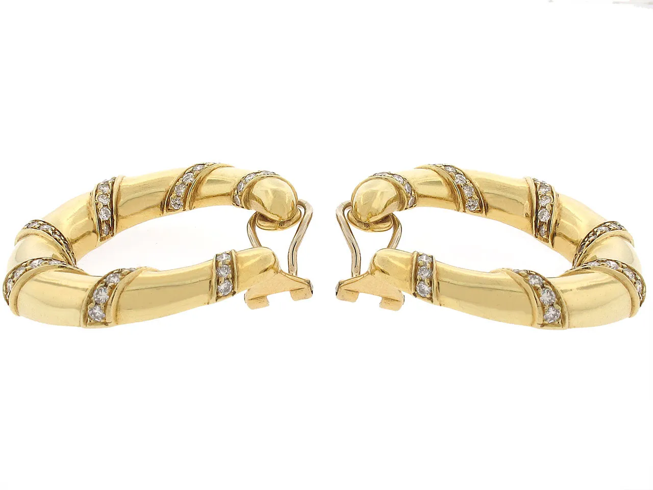 Diamond Swirl Earrings in 18k