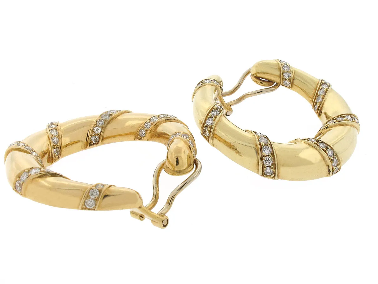 Diamond Swirl Earrings in 18k