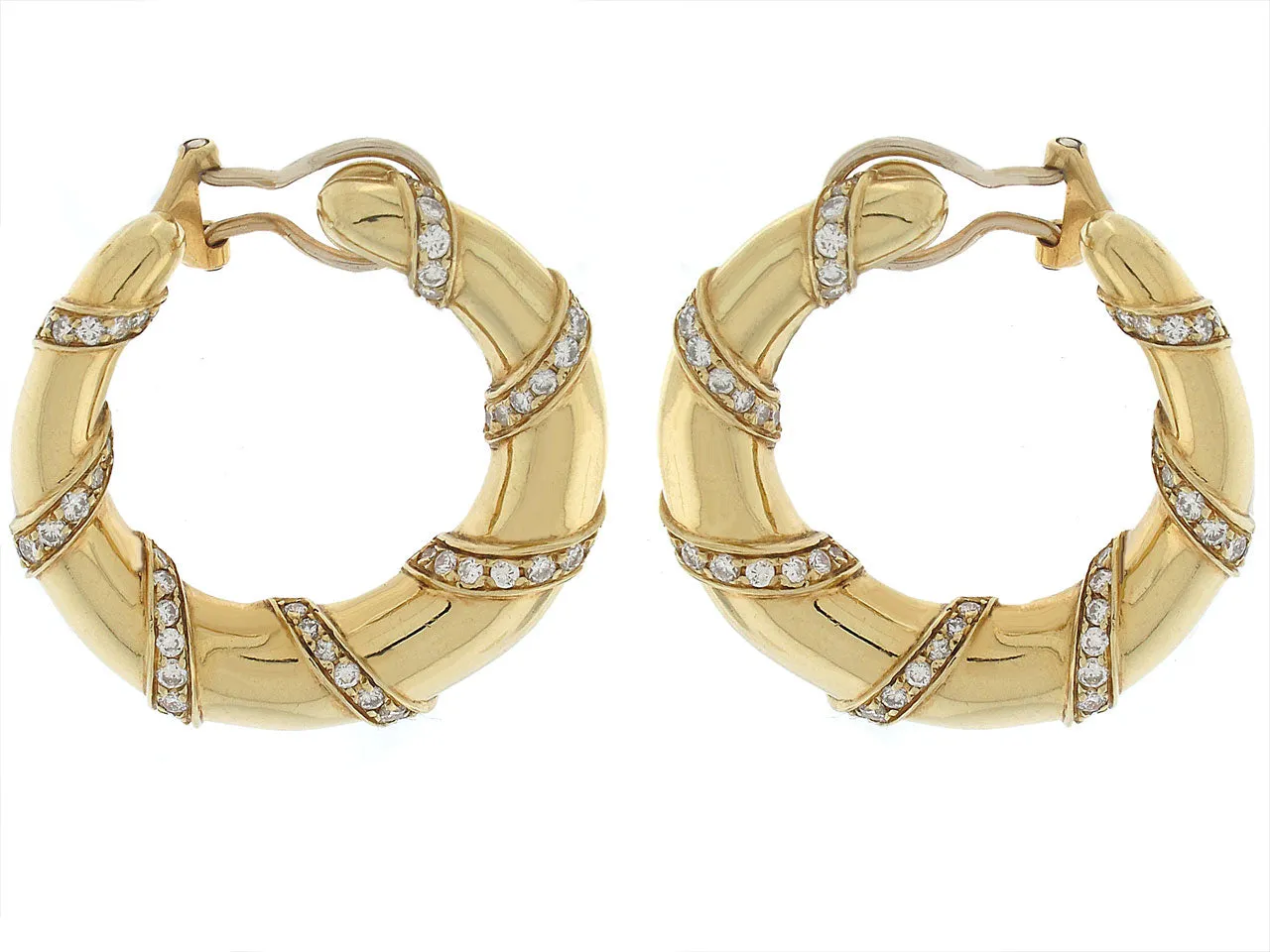 Diamond Swirl Earrings in 18k