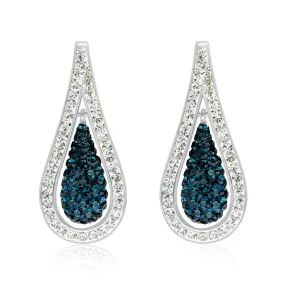 Eclipse Sterling Silver with Round Cut Blue&White Crystal Drop Earrings
