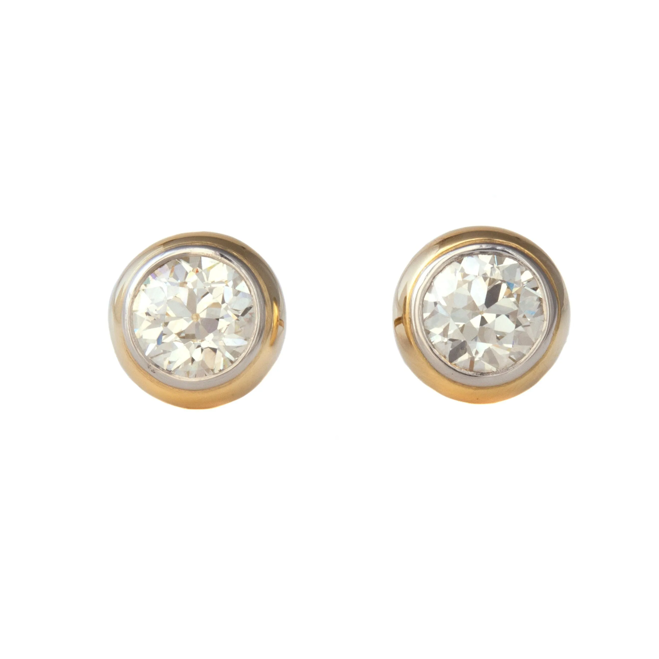European Cut Diamond Stud Earrings