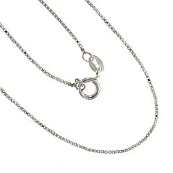 Finished Box Chain Necklace, with Clasp 0.9mm, 20 Inches, Sterling Silver