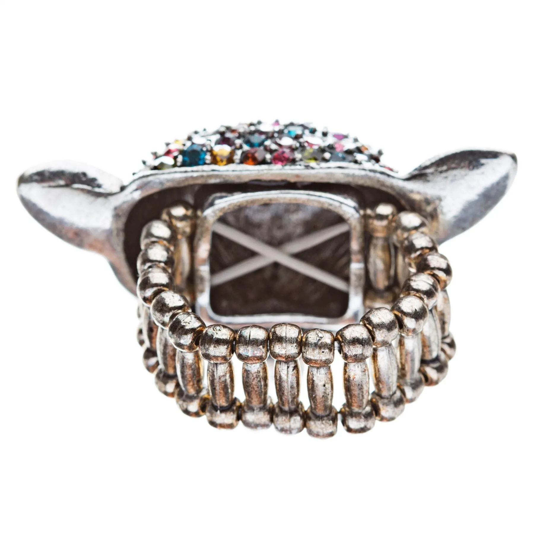 Fox Head Crystal Animal Stretch Adjustable Fashion Ring