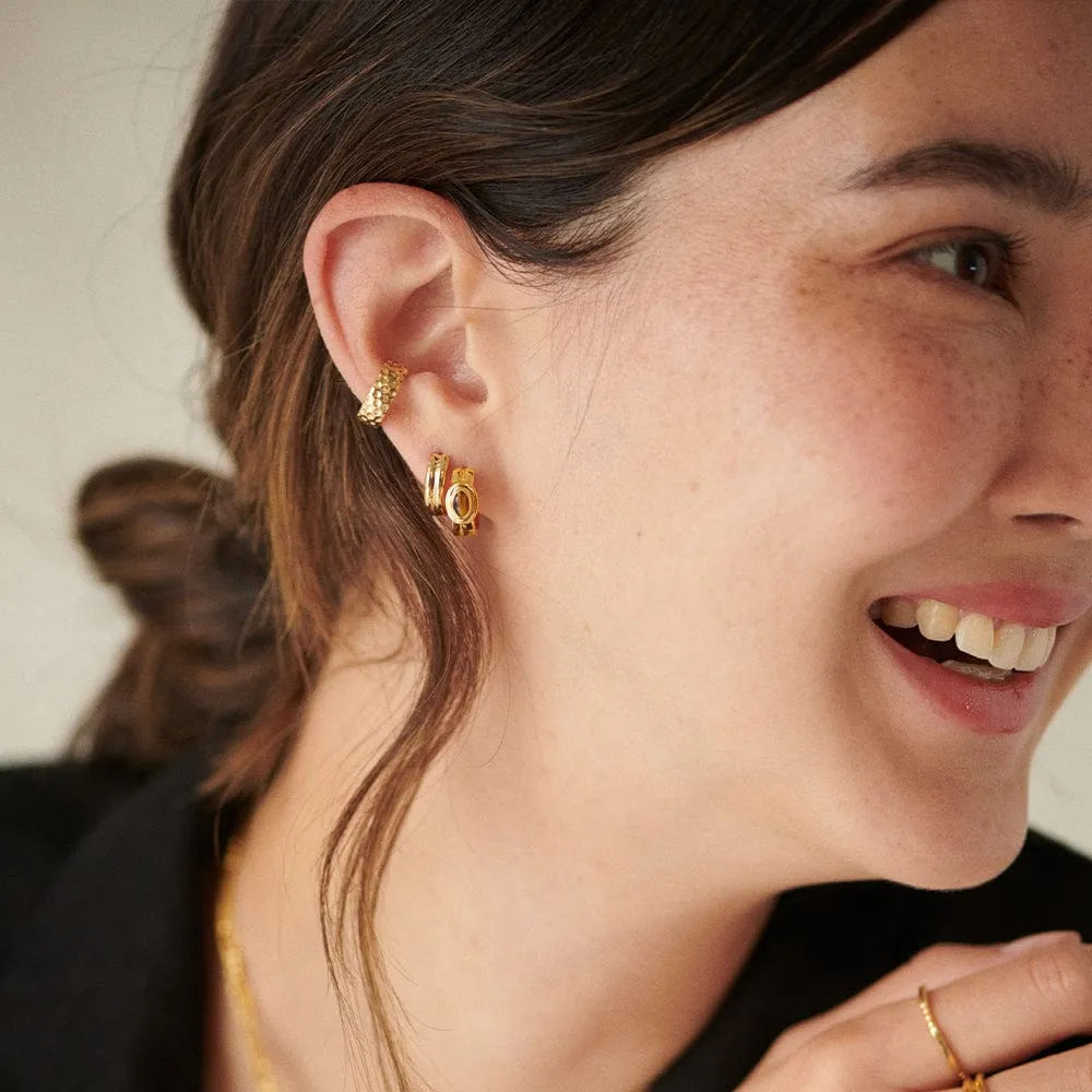 Gemstone Huggie Hoop Earrings 18ct Gold Plate