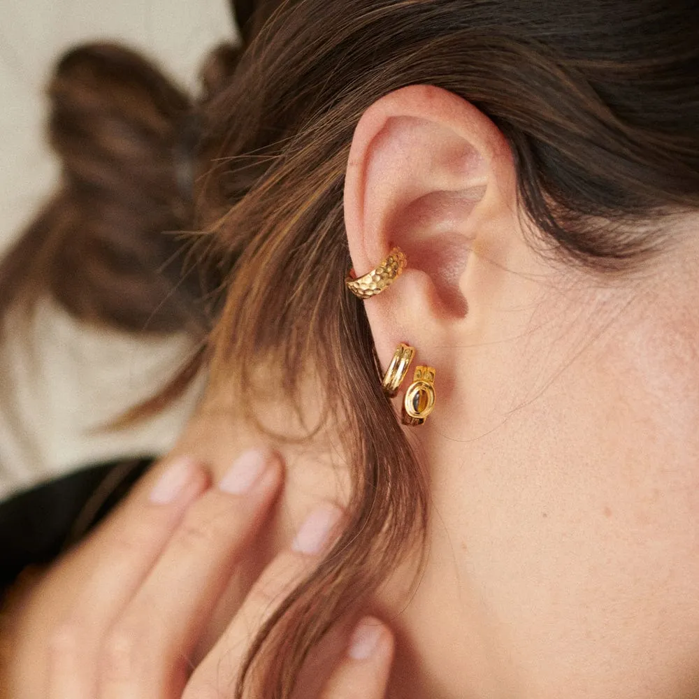 Gemstone Huggie Hoop Earrings 18ct Gold Plate