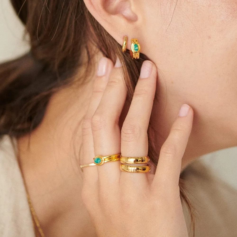 Gemstone Huggie Hoop Earrings 18ct Gold Plate