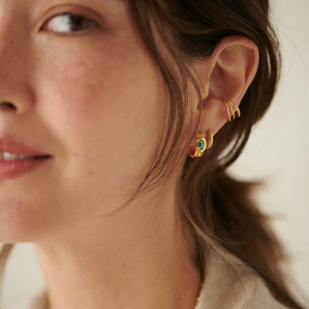 Gemstone Huggie Hoop Earrings 18ct Gold Plate