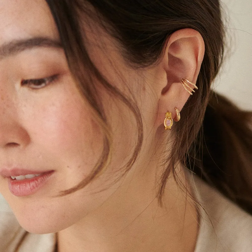 Gemstone Huggie Hoop Earrings 18ct Gold Plate