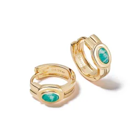 Gemstone Huggie Hoop Earrings 18ct Gold Plate