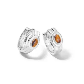 Gemstone Huggie Hoop Earrings Sterling Silver