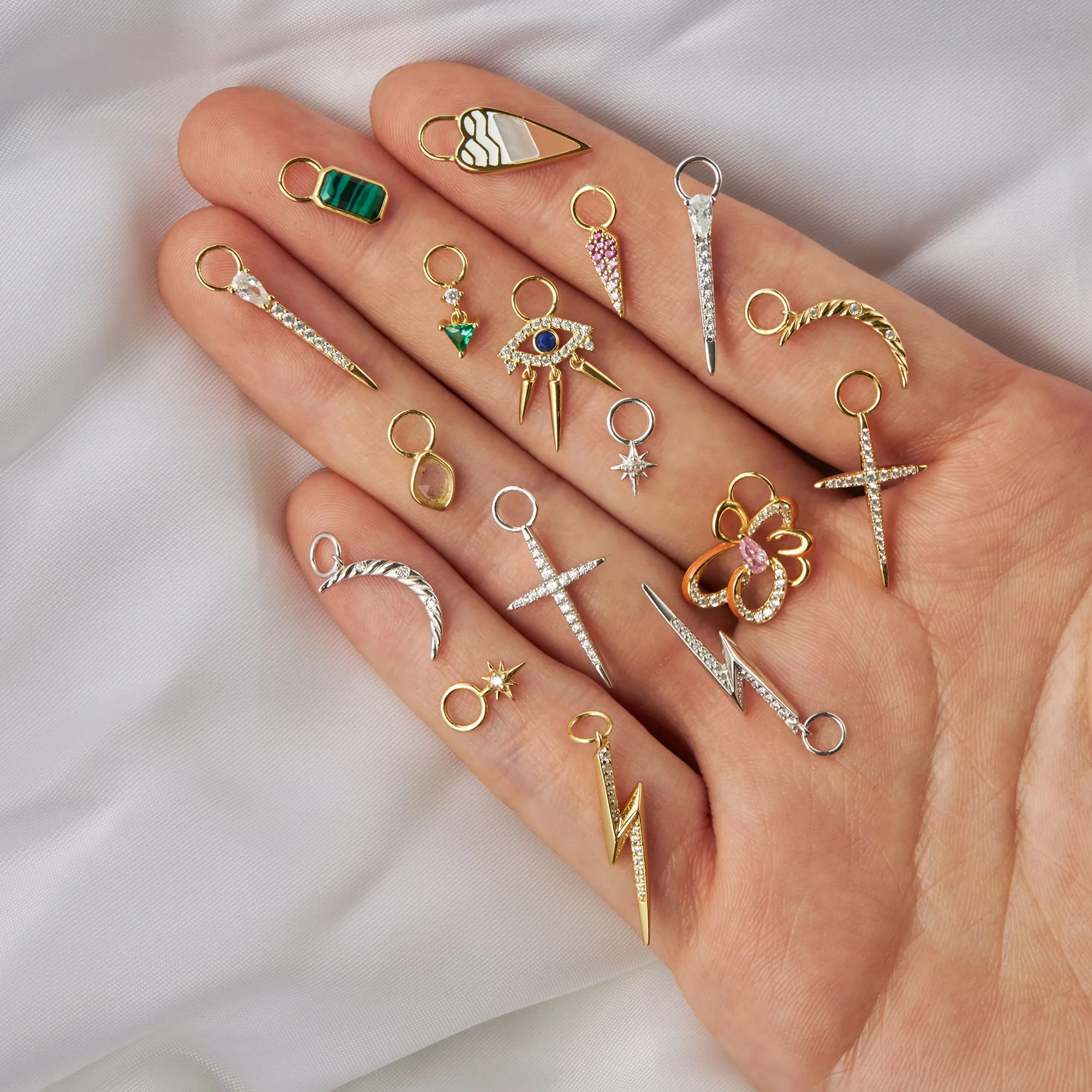 Gold Sparkle Drop Green Earring Charm