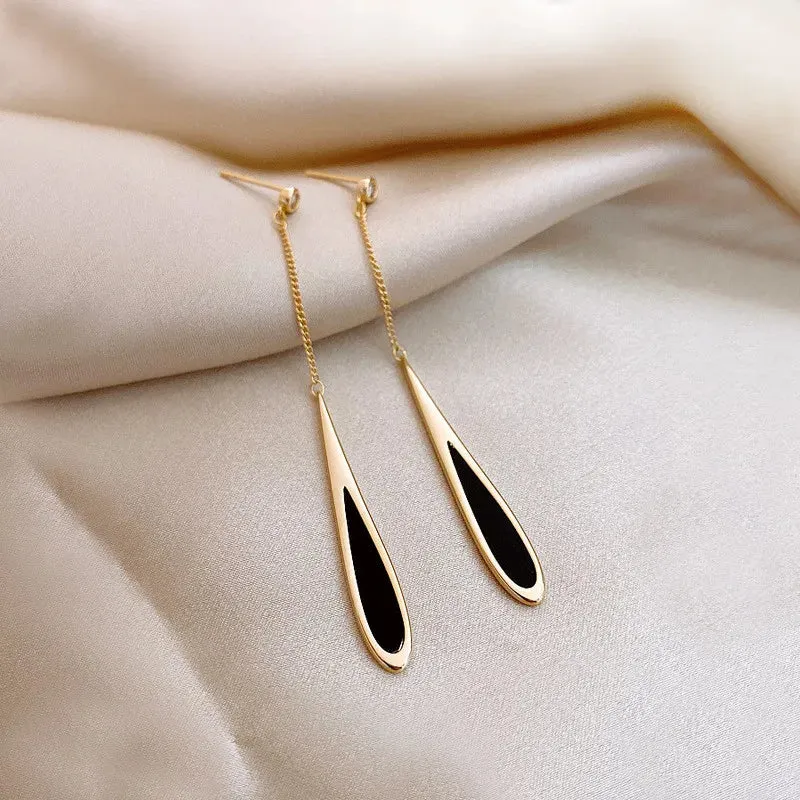 Lady Glams Long Wire Tassel Thread Chain - Pendants Drop Earrings - Women's Straight Hanging Earings Jewelry