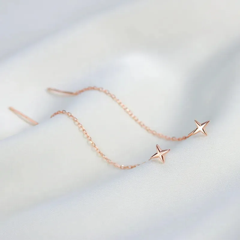Lady Glams Long Wire Tassel Thread Chain - Pendants Drop Earrings - Women's Straight Hanging Earings Jewelry