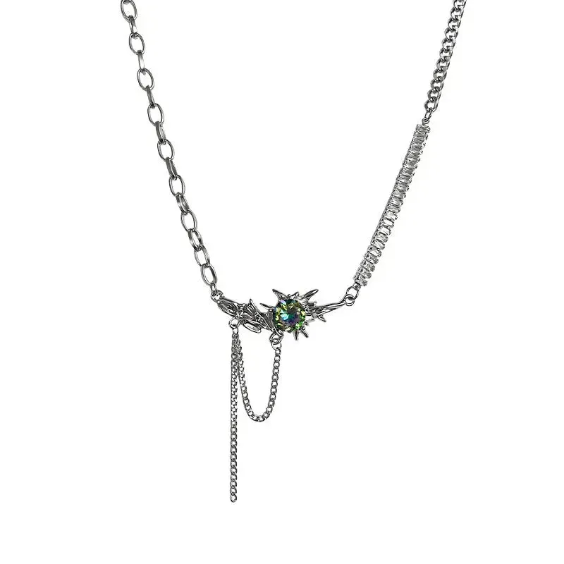LOVCIA Fringed Colorful Crystals Zircon Necklace for Women