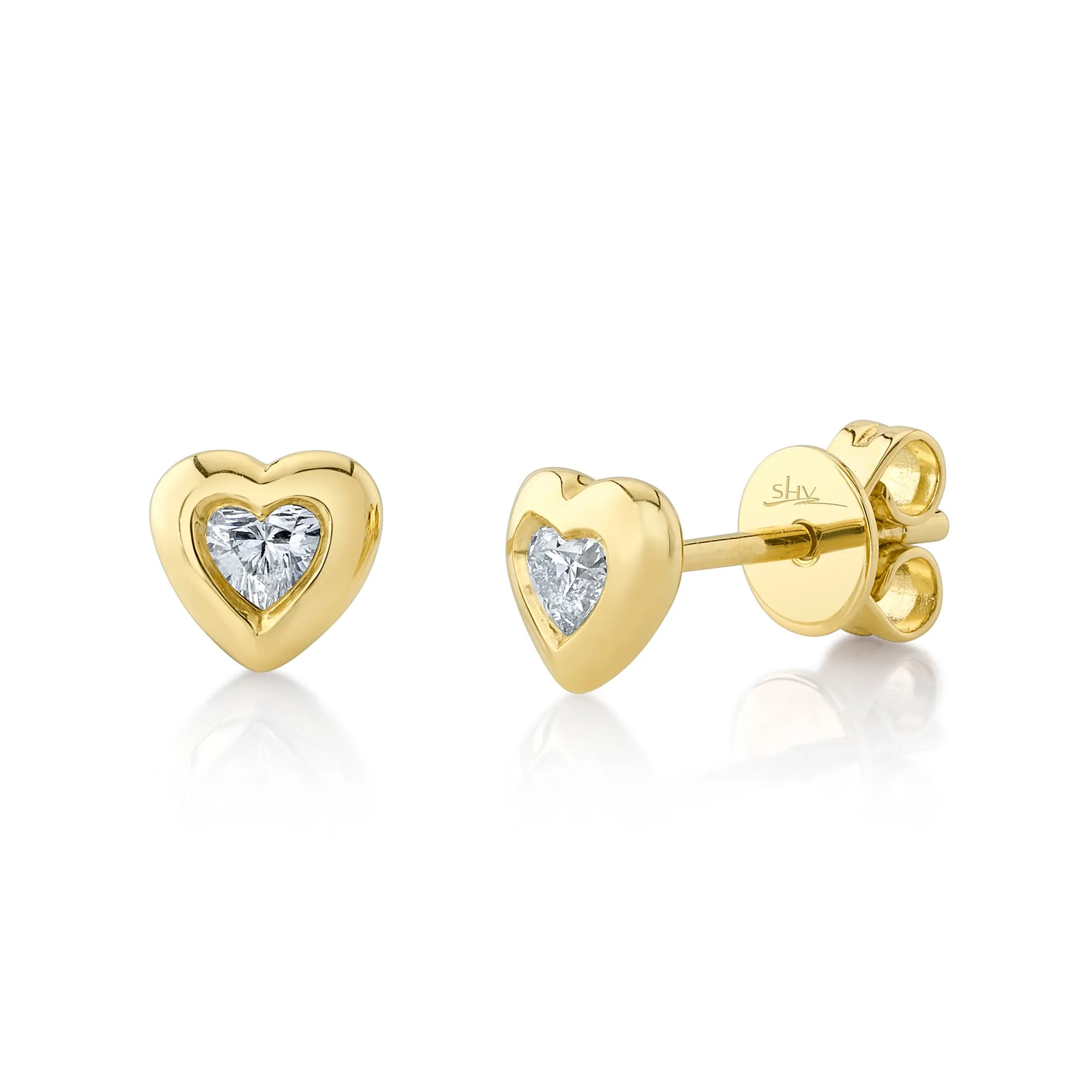 Mini Bezel Heart Diamond Studs