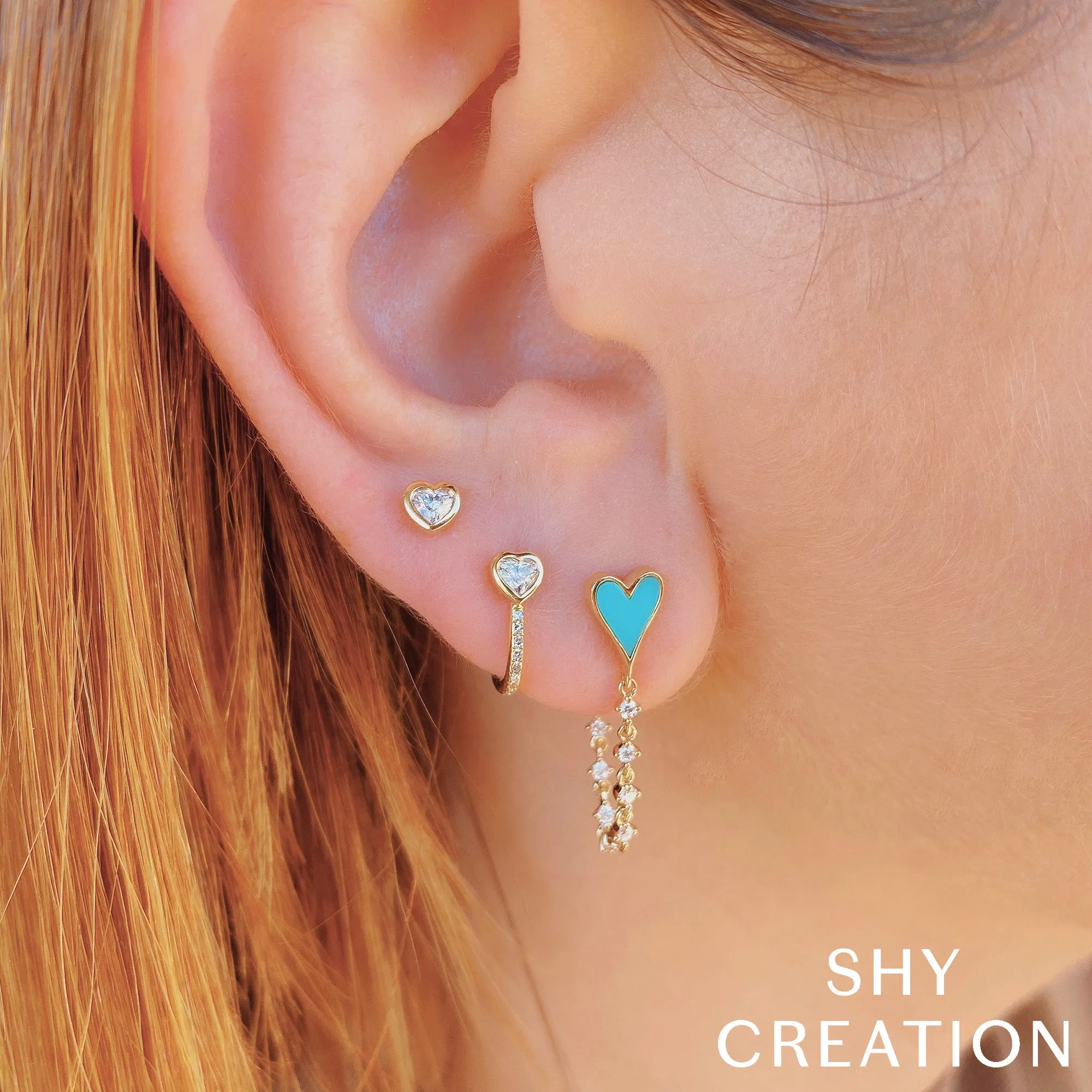 Mini Bezel Heart Diamond Studs