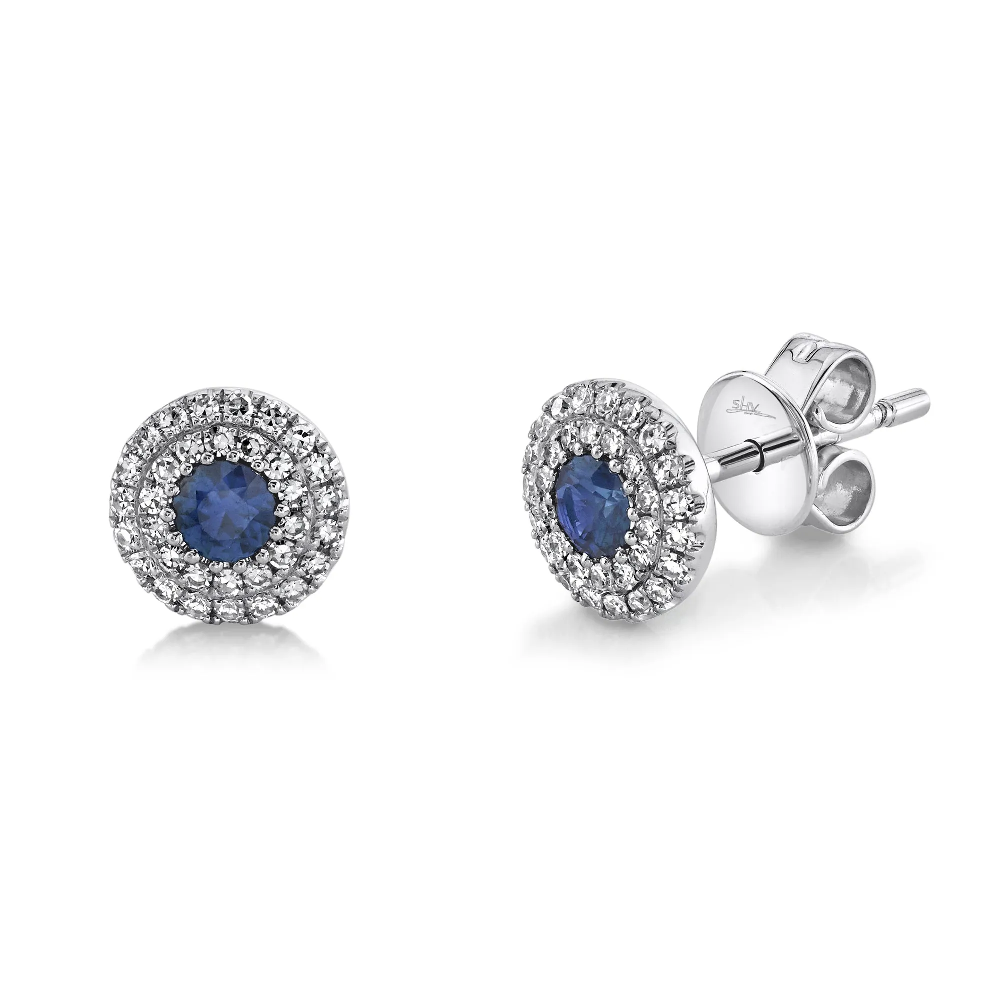 Mini Sapphire & Diamond Halo Studs