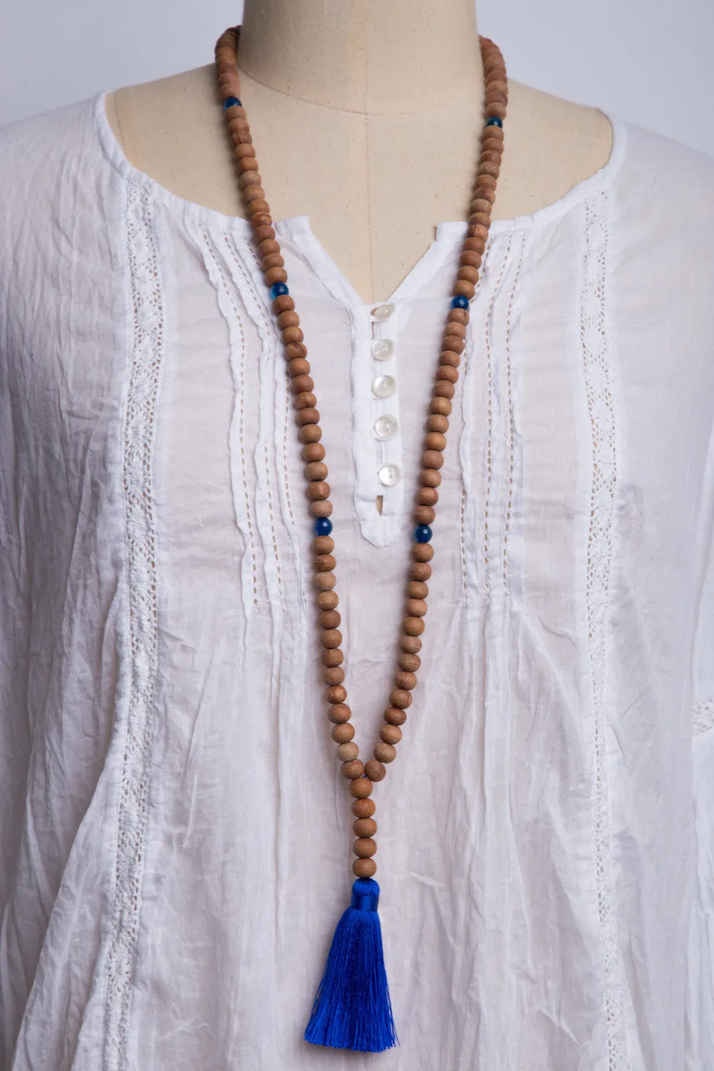 Natural Bead Necklace (Royal Blue)