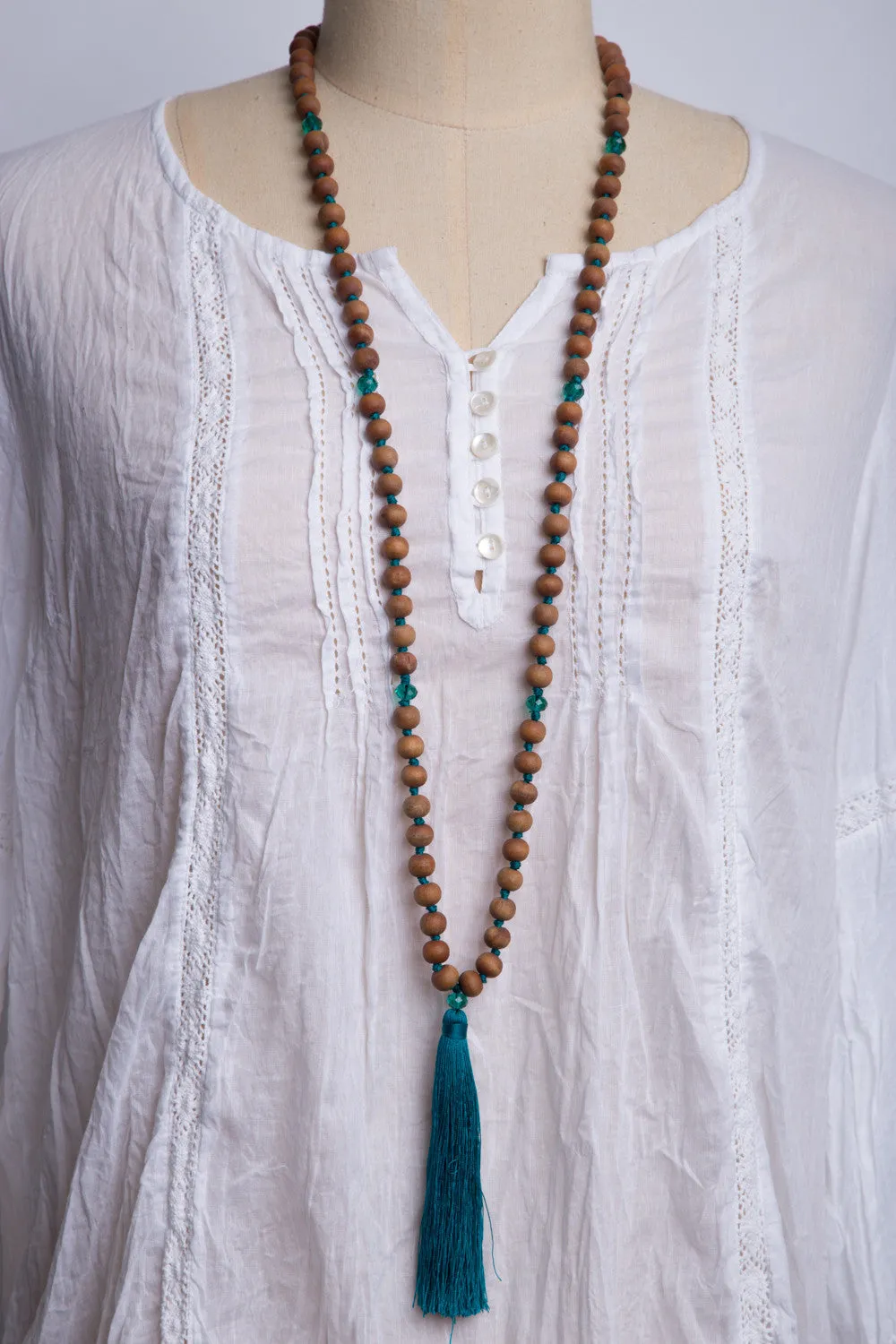 Natural Bead Necklace (Teal)