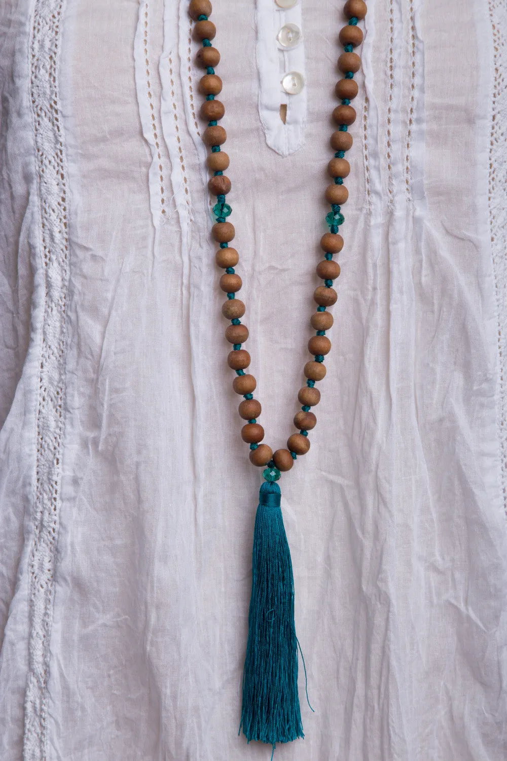 Natural Bead Necklace (Teal)