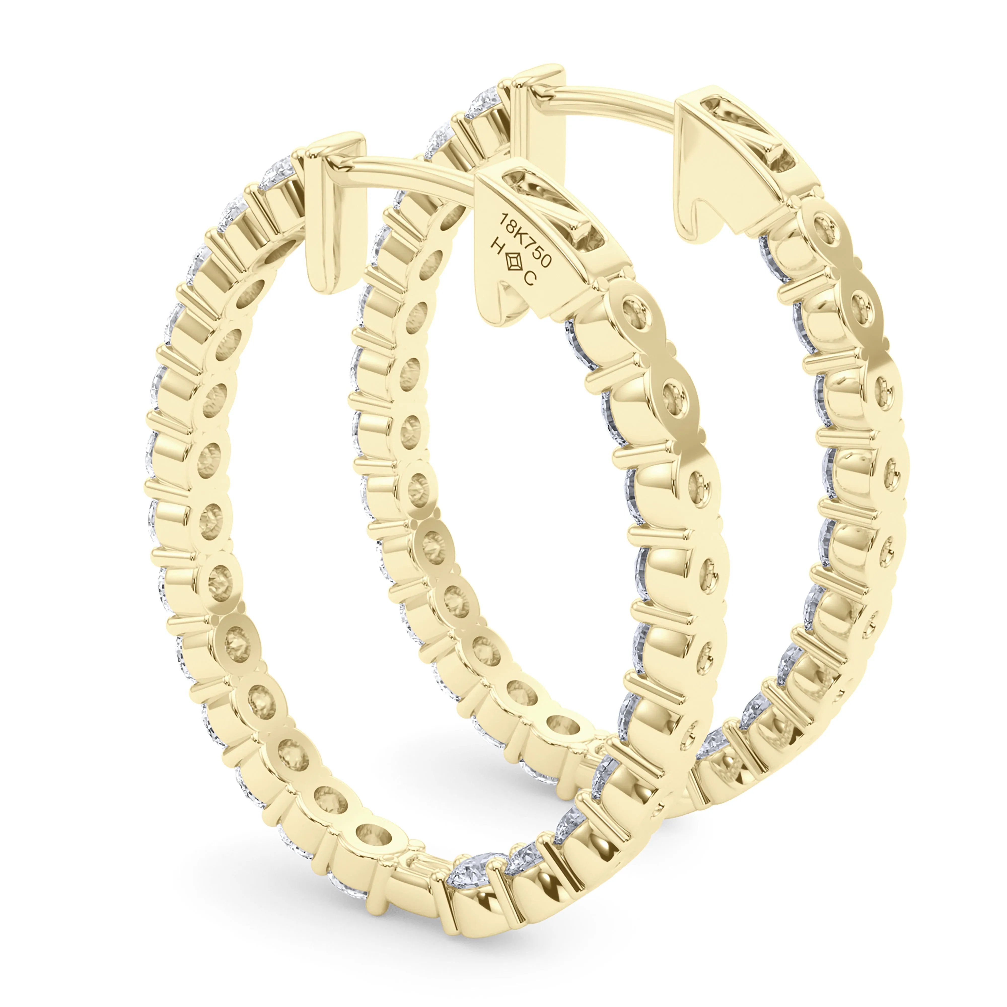 Oval Shape Diamond & Birthstone Inside Out Hoops