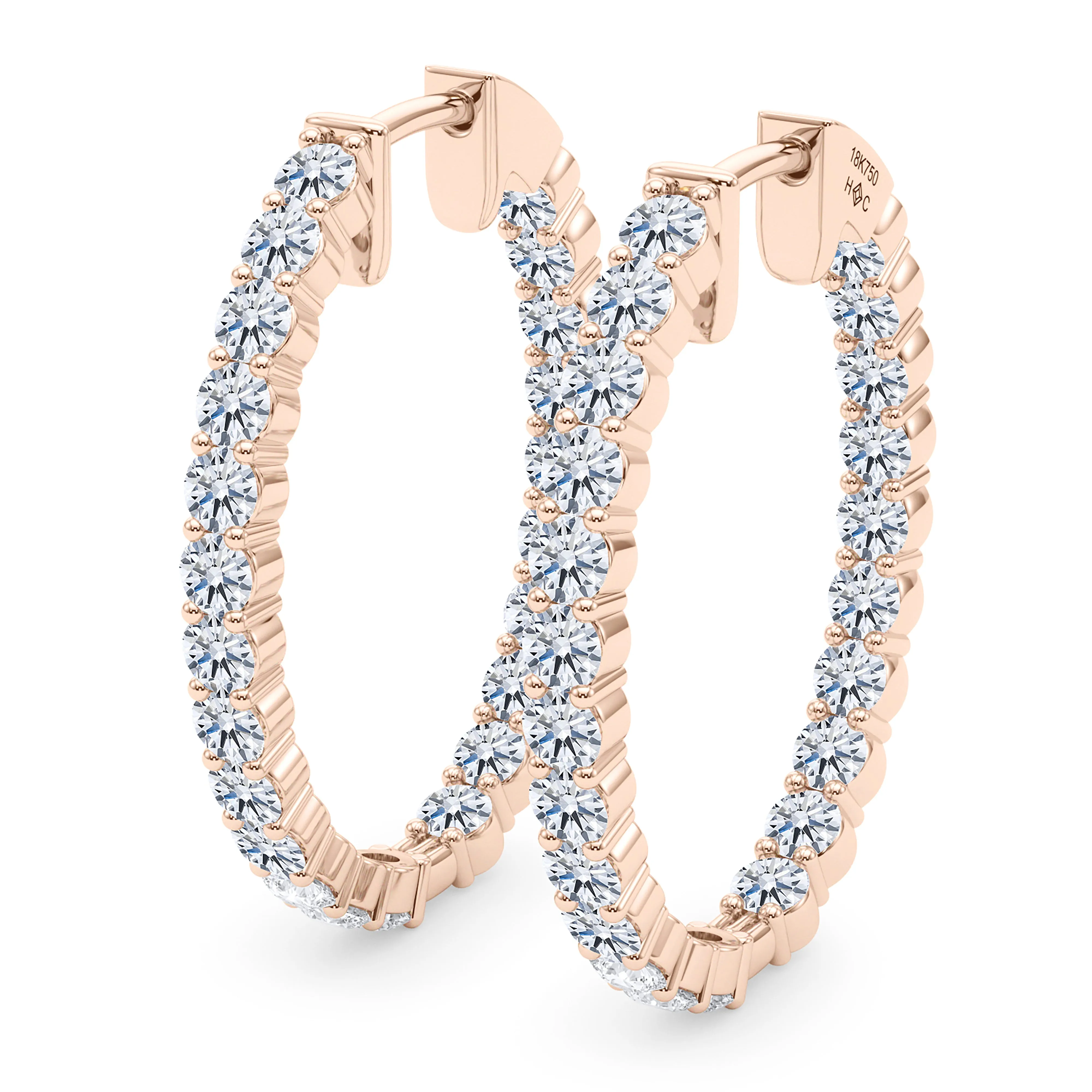 Oval Shape Diamond & Birthstone Inside Out Hoops