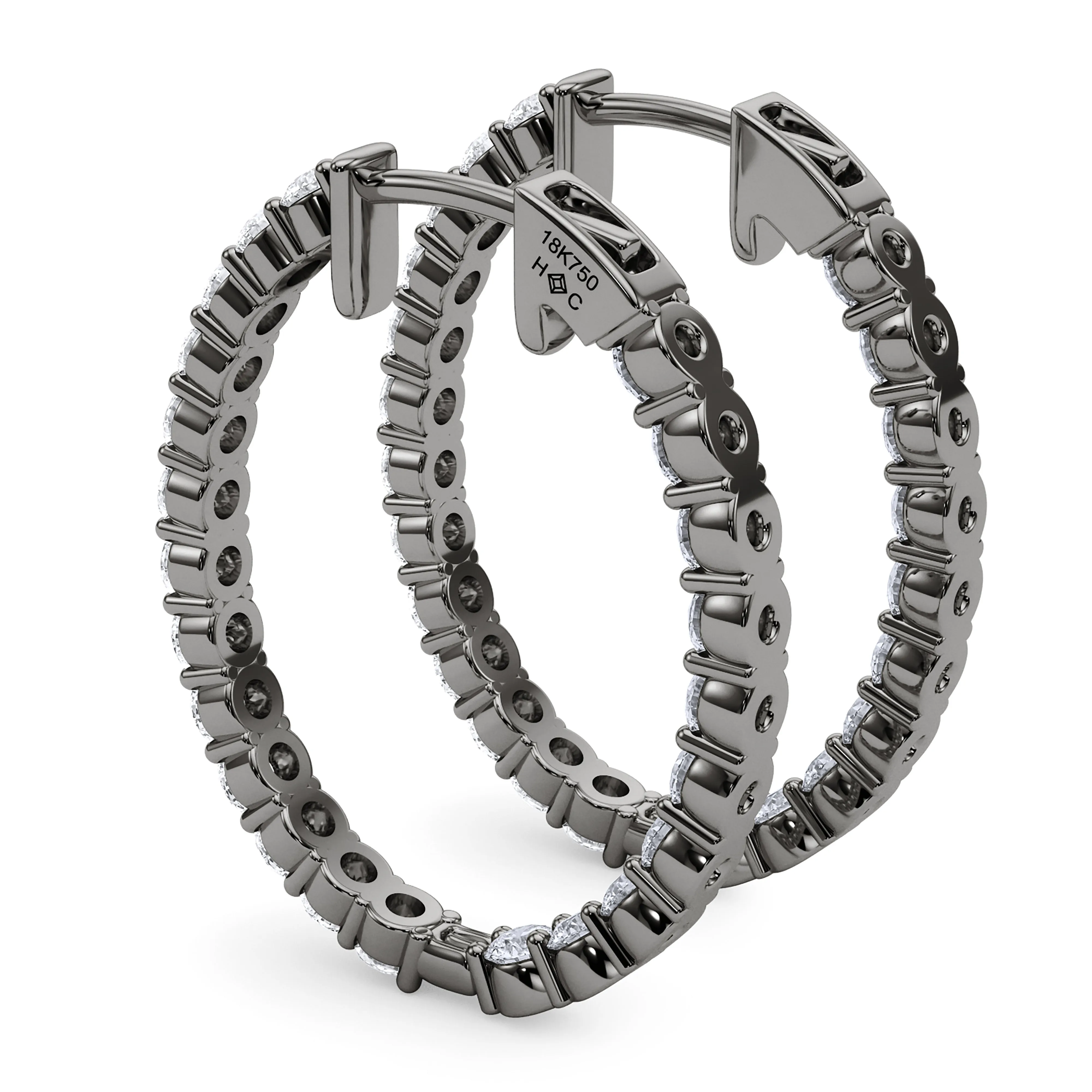 Oval Shape Diamond & Birthstone Inside Out Hoops